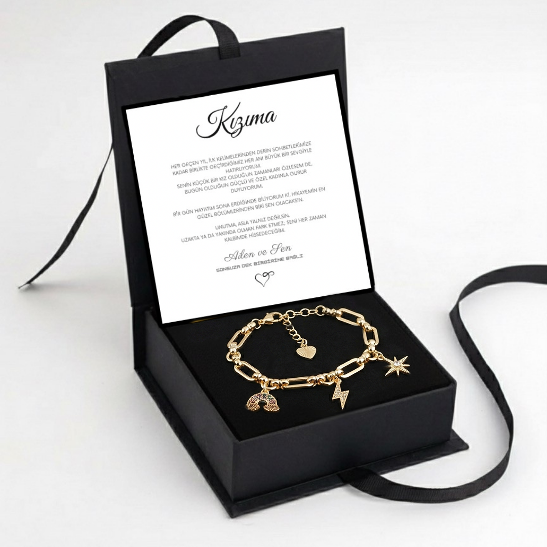 "Kızıma" Gökyüzü Temalı Bileklik Notlu ve Kutulu
