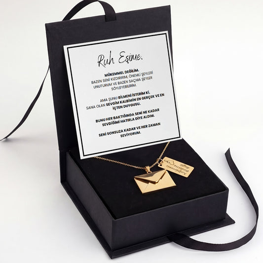 ''Ruh Eşim'' Notlu Mektup Kolye