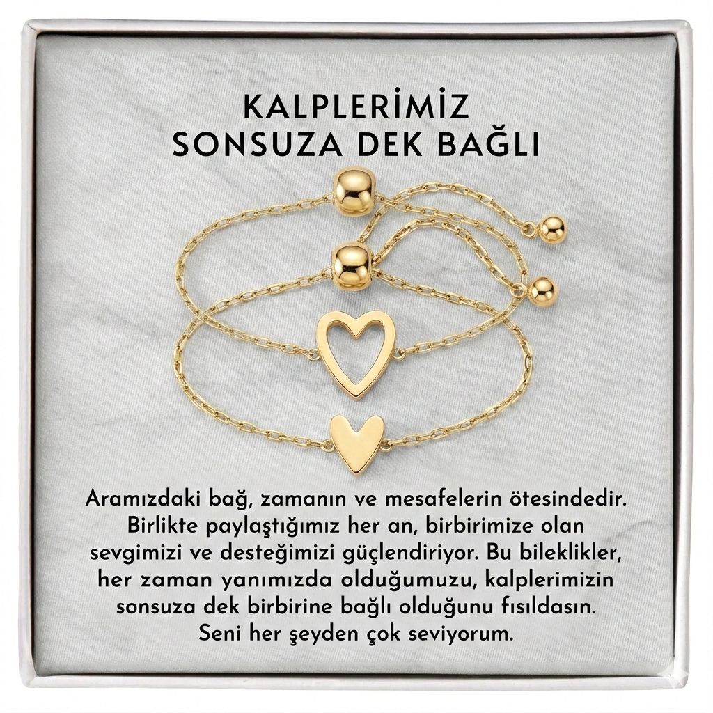 ''Anne kız'' Birbirine Bağlı Kalp Bilekliği