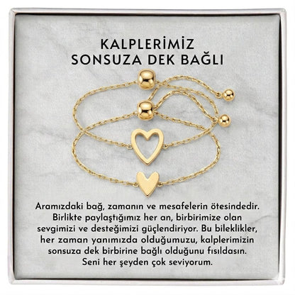 ''Anne kız'' Birbirine Bağlı Kalp Bilekliği
