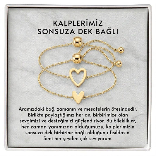 ''Anne kız'' Birbirine Bağlı Kalp Bilekliği