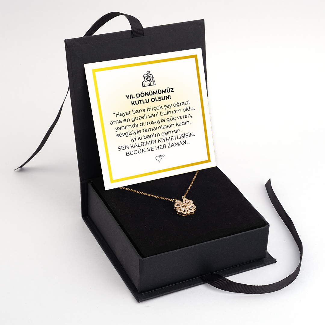 Für meine Tochter Kleeblatt-Halskette mit Notiz und Geschenkbox