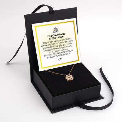 Für meine Tochter Kleeblatt-Halskette mit Notiz und Geschenkbox
