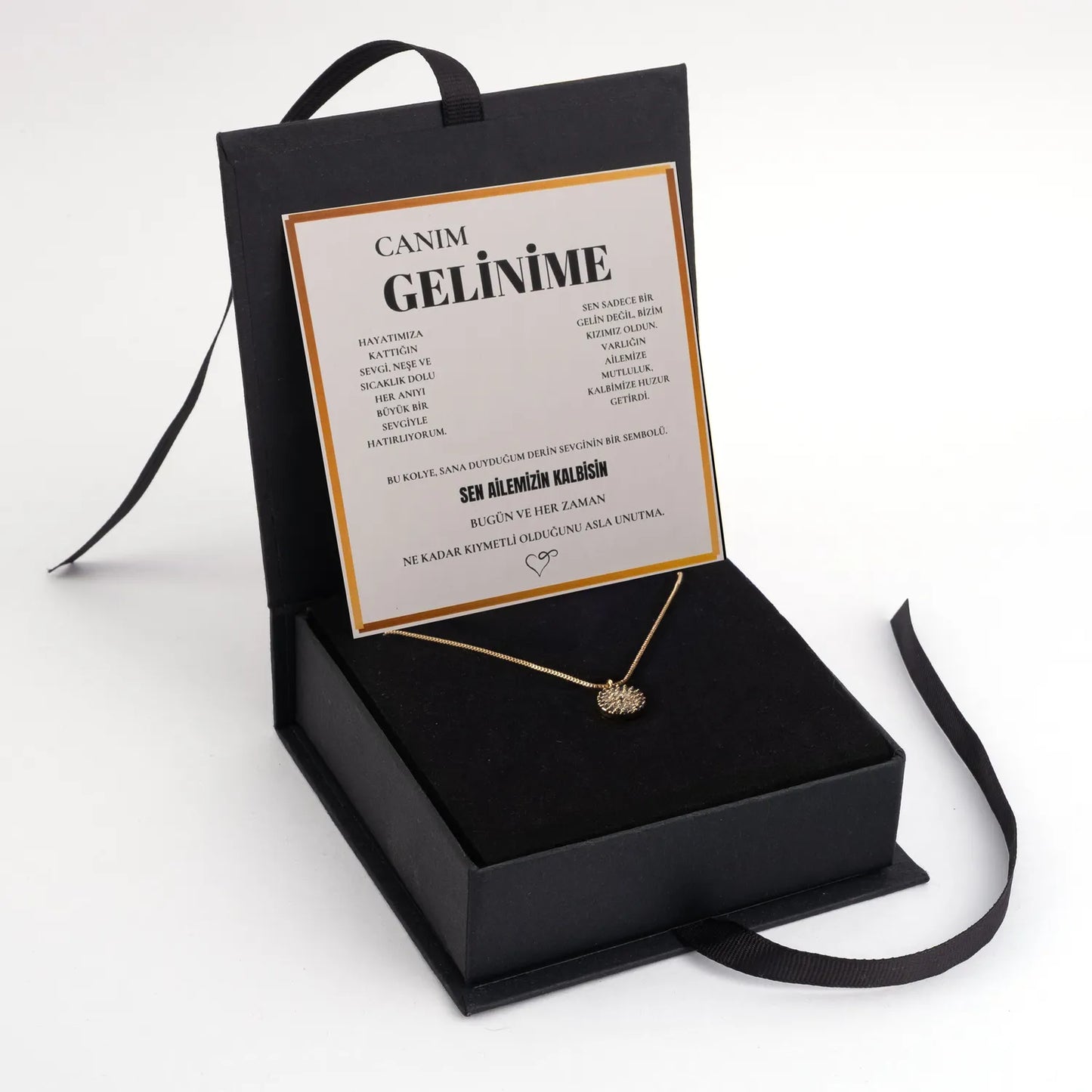 "Gelinime" Koruyucu Işık Nazar Kolye Notlu ve Hediye Kutulu