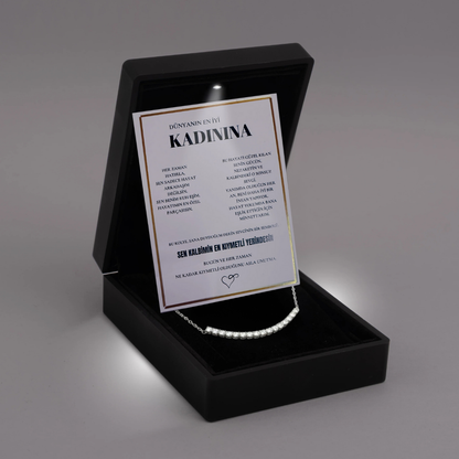 "Kadınına" Sıra Taşlı Kolye Anlamlı Not ve kutulu