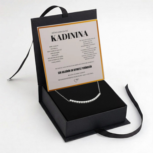 "Kadınına" Sıra Taşlı Kolye Anlamlı Not ve kutulu