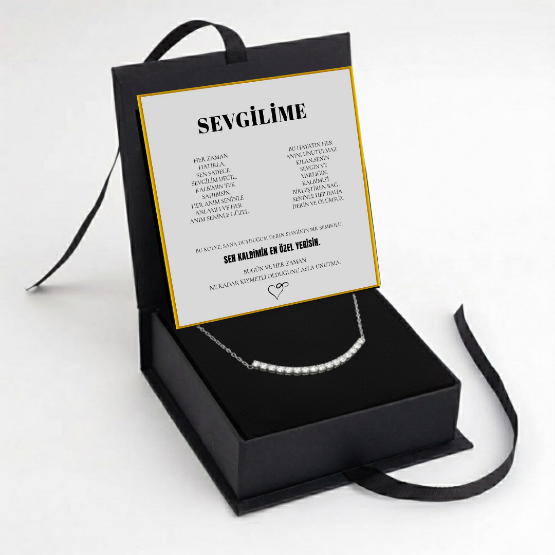 "Sevgilime" Sıra Taşlı Kolye Anlamlı Not ve kutulu