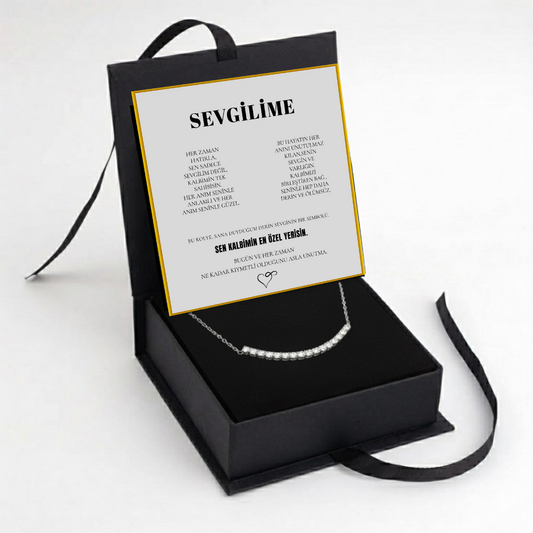 "Sevgilime" Sıra Taşlı Kolye Anlamlı Not ve kutulu